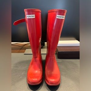 Hunter huntress gloss wide calf boots